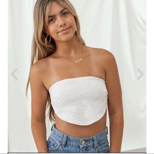 Isabelle’s Cabinet white strapless top